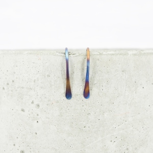 Small titanium open hoop earrings - Delicate lightweight threader earrings - Hypoallergenic rainbow open hoops