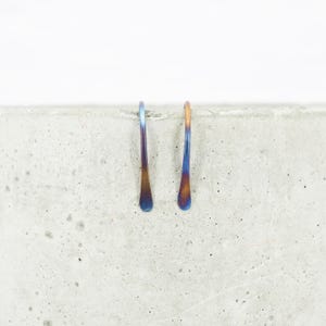 Small Titanium Dangle Earrings: Rainbow Open Hoops, Hypoallergenic