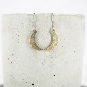 Hypoallergenic titanium ear wires - Brass moon dangle earrings - Delicate small lightweight dangles