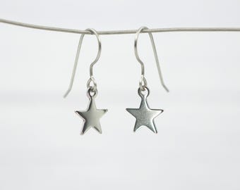 Small Star Dangle Earrings, Titanium Ear Wires (Lightweight, Hypoallergenic)