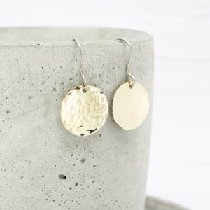 Brass Dimple Hammered Earrings: Titanium Ear Wires, Sensitive Ears image 7