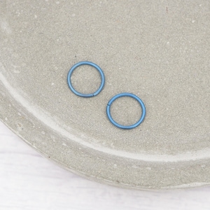 10mm Blue Titanium Hoop Earrings: Hypoallergenic Huggie Boho Hoops