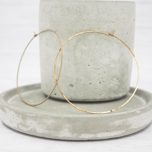 2.25" titanium hoop earrings - Delicate brassy simple seamless hypoallergenic large hoops
