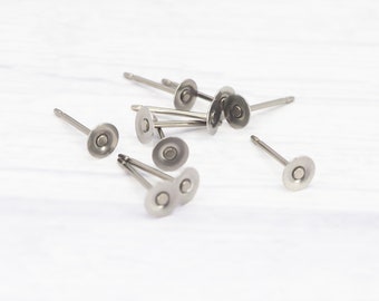 4mm Titanium stud posts - Titanium ear wires -  Hypoallergenic - 21 Gauge - Grade 1 titanium Earring Findings - 5 Pairs - 10 pairs