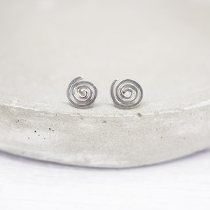 Titanium spiral stud earrings - Delicate hypoallergenic Boho titanium studs - Minimalist earrings - Hypoallergenic