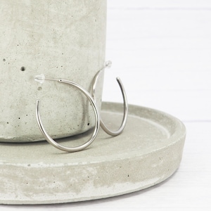 Solid Titanium hoop earrings - Polished titanium- Small hoop earrings - Boho - Hypoallergenic - Open hoops -  1.25 inch