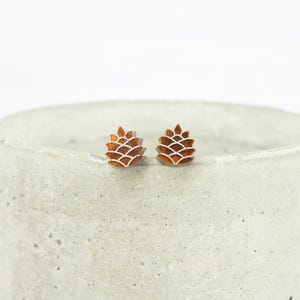 Small Pine Cone Earrings: Titanium Studs Hypoallergenic, Minimalist