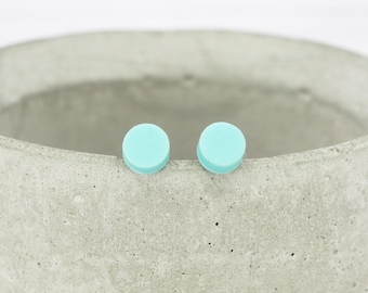 Titanium Pastel Blue Dot Stud Earrings: Hypoallergenic Minimalist Style