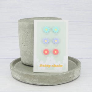 Titanium ear wire - Pastel matte acrylic small flower blossom stud earrings - Delicate hypoallergenic earrings - Multi-pack