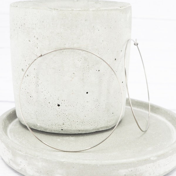 2.25" titanium hoop earrings - Delicate polished simple seamless hypoallergenic large hoops
