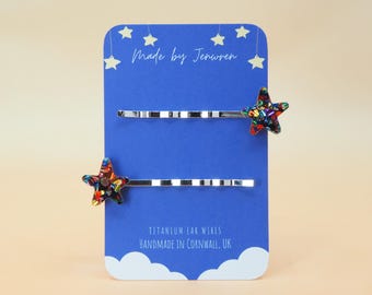 Star Hair slides - Chunky mix glitter Acrylic - Pair - Celestial