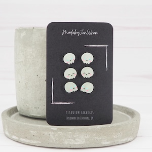 Glow-in-the-Dark Skull Stud Earrings: Hypoallergenic Titanium - Halloween Multi-Pack