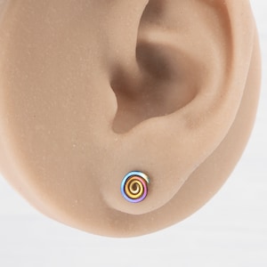 Titanium spiral stud earrings Delicate hypoallergenic Boho titanium studs Minimalist earrings Hypoallergenic image 6