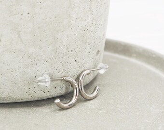 10mm Polished Titanium Hoop Earrings: Hypoallergenic Boho Hoops
