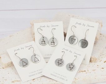Element Symbol Earrings: Hypoallergenic Titanium Dangles