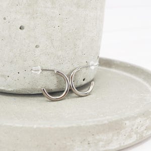 Solid Titanium hoop earrings - 15mm Solid Polished Titanium - Statement earrings - Boho - Hypoallergenic - Open hoops