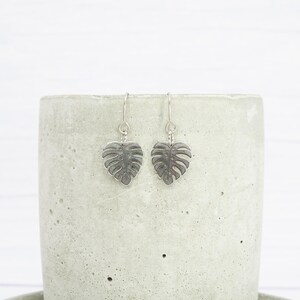Hypoallergenic titanium ear wires - Monstera leaf dangle earrings, Charm, Plant lover gift