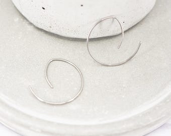 Kleine Titanium Ohrringe zarte leichte offene Creolen - Polierte Threader Creolen - Hypoallergen