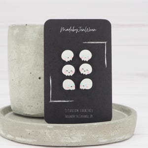 Titanium posts, Skull Stud Earrings - Metallic White, Halloween Multipack