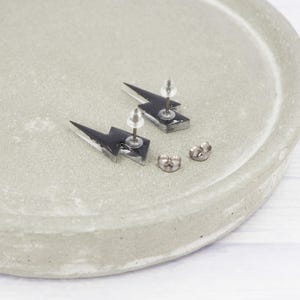 Lightning Bolt Stud Earrings: Holo Silver Glitter, Titanium Posts image 3