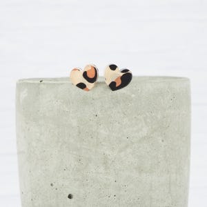 Leopard Print heart Acrylic Studs Titanium post