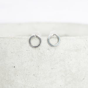 Small Titanium Circle Stud Earrings: Hypoallergenic Minimalist Boho 5mm