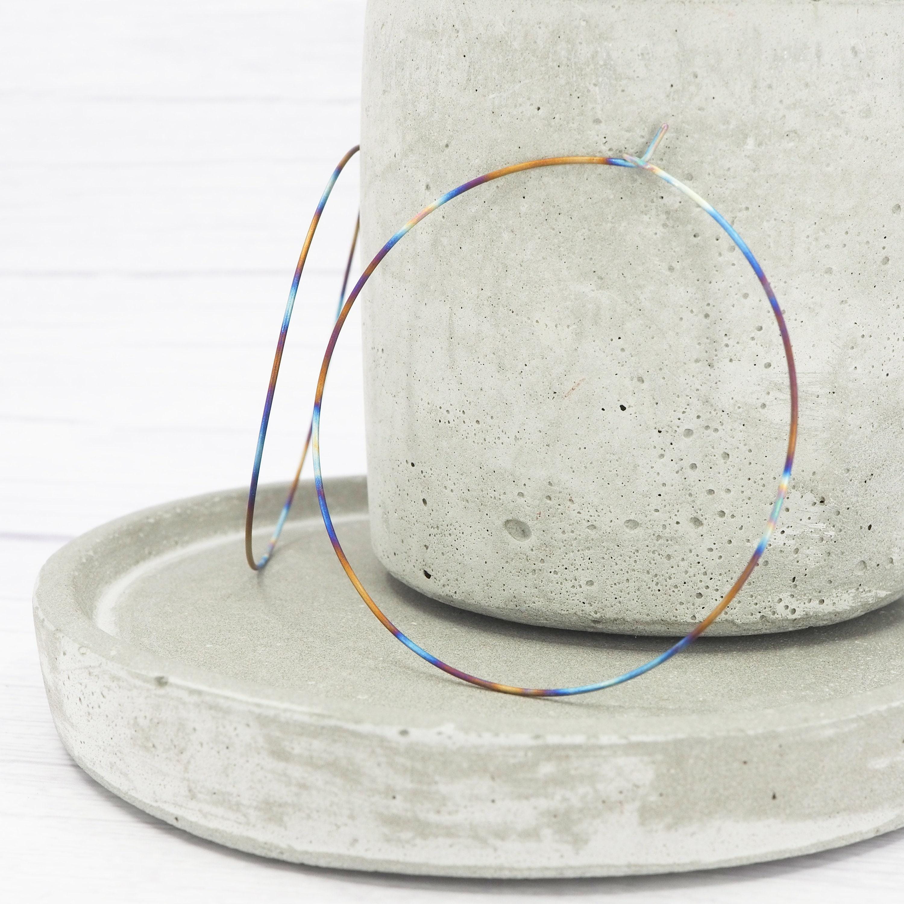 2.25 Inch Anodised Titanium Earrings - Delicate Simple Boho