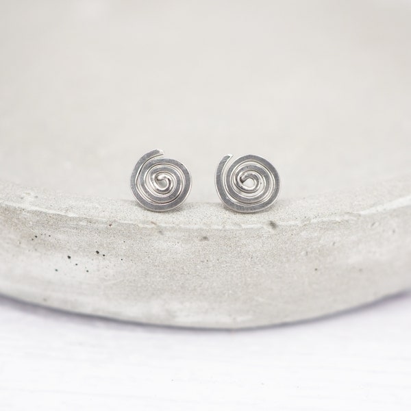 Titanium spiral stud earrings - Delicate hypoallergenic earrings - Boho titanium studs - Minimalist earrings - Hypoallergenic