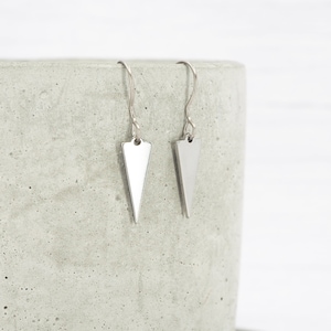 Hypoallergenic titanium ear wires - Stainless steel arrow head triangle dangle earrings - Delicate small lightweight dangles