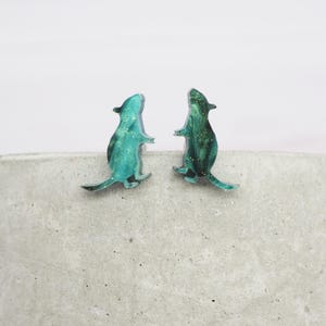 Green Galaxy Rat Stud Earrings: Hypoallergenic Titanium Wire