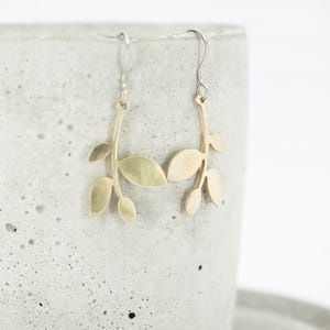 Brass Leaf Dangle Earrings: Titanium Ear Wires, Sensitive Ears