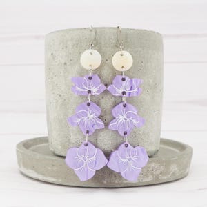 Titanium hypoallergenic ear wire  - Purple Hydrangea dangle - Unique - Acrylic - Hypoallergenic earrings