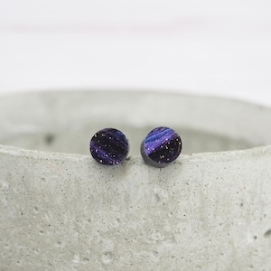 Purple Galaxy Stud Earrings: Titanium Posts, 6mm dot Hypoallergenic Jewellery
