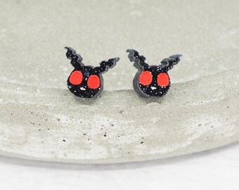 Mothman Ohrstecker: Schwarzer Glitter Acryl, Titandraht