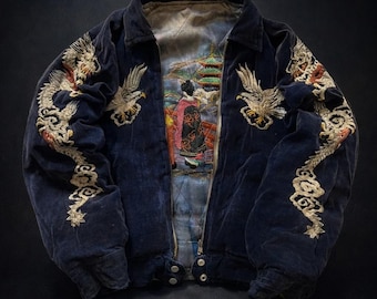 Kurtka bomberka hip-hopowa Harajuku Dragon dla kobiet | Płaszcz w stylu gotyckim Y2K Streetwear | Haftowana kurtka polarowa w stylu japońskim z zamkiem błyskawicznym