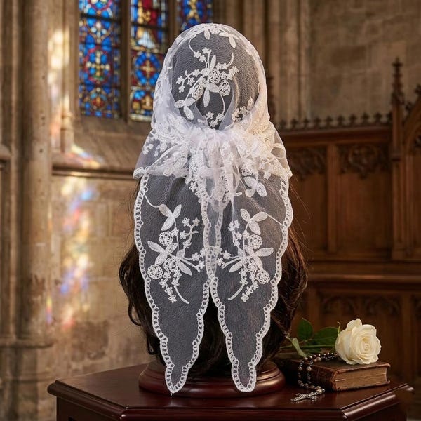 Romantic Lace Headscarf Bandana: Vintage Floral Hair Wrap Accessory