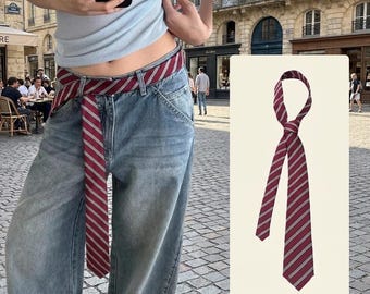 Cinturón largo y estrecho a cuadros para mujer / Diadema estilo años 2000 / Accesorio de moda vintage con estampado de cuadros (tendencia británica)