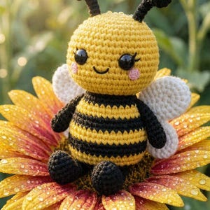 Modèle d'abeille amigurumi au crochet, tutoriel pour peluche abeille kawaii (téléchargement PDF)