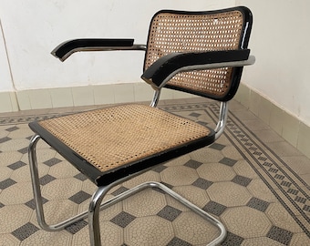 Marcel Breuer Vintage Black Leather Tubular  Chrome Cantilever Desk Lounge chair Tubular