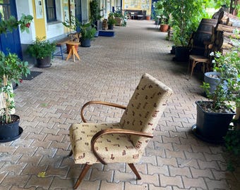 Vintage green Czech Lounge Chair made by Jaroslav Šmídek in the 1960s, TON, thonet, halabala