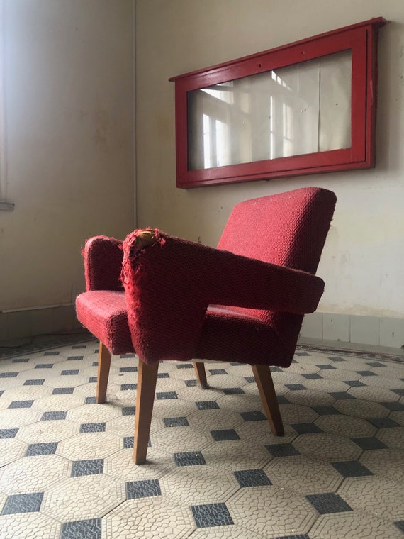 vintage armchair Czechoslovakia 1960s retro only one left free global shipping