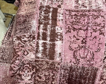 Boho pink patchwork rug