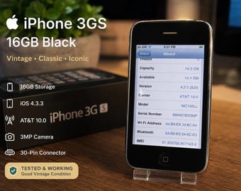 Vintage Apple iPhone 3GS 16GB Black – iOS 4.3.3 – Working Retro Y2K Tech”