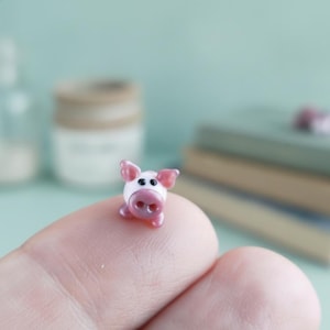 Miniature pig figurine Tiny glass animals for terrarium and aquarium decor