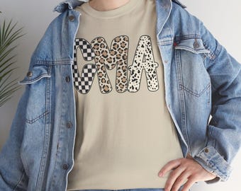 CMA Leopard & Schachbrett Buchstaben Tee | T-Shirt mit Initialen
