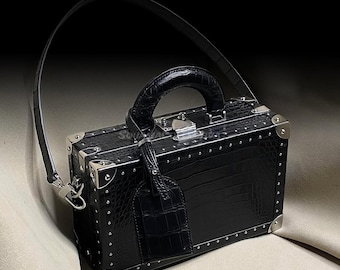 Black Alligator Leather Purse: Real Exotic Skin Bag