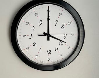 Minimalist wall Clock  with a Unique look, Time for the intellectual mind, Aesthetically pleasing Time Piece.