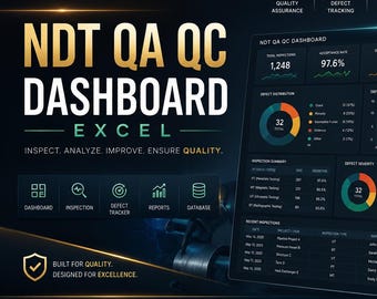 NDT QA QC Dashboard Excel | Inspection & Repair Rate Tracker (Instant Download)