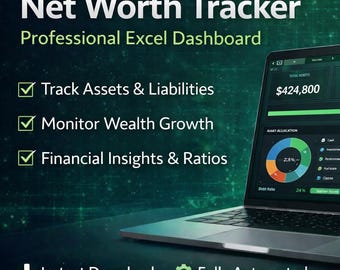 Net Worth Tracker Excel Spreadsheet | Financial Dashboard (Digital Download)