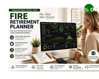 Retirement Planner Excel | FIRE Calculator Dashboard | Financial Independence Tracker | Investment & Net Worth Tool